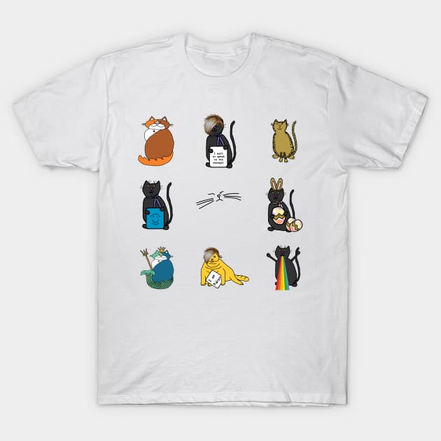 Cute Animals Sticker Pack Funny Kitty Cats T-Shirt by ellenhenryart